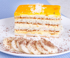 Banana cake and banana slices