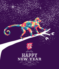 Happy chinese new year monkey 2016 triangle color