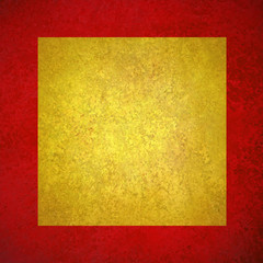 elegant red gold background texture paper, faint rustic yellow square on red grunge border paint design, old distressed red gold wall paint