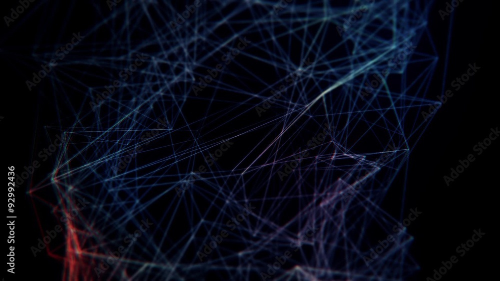 Poster abstract blue structure background with triangles and network.