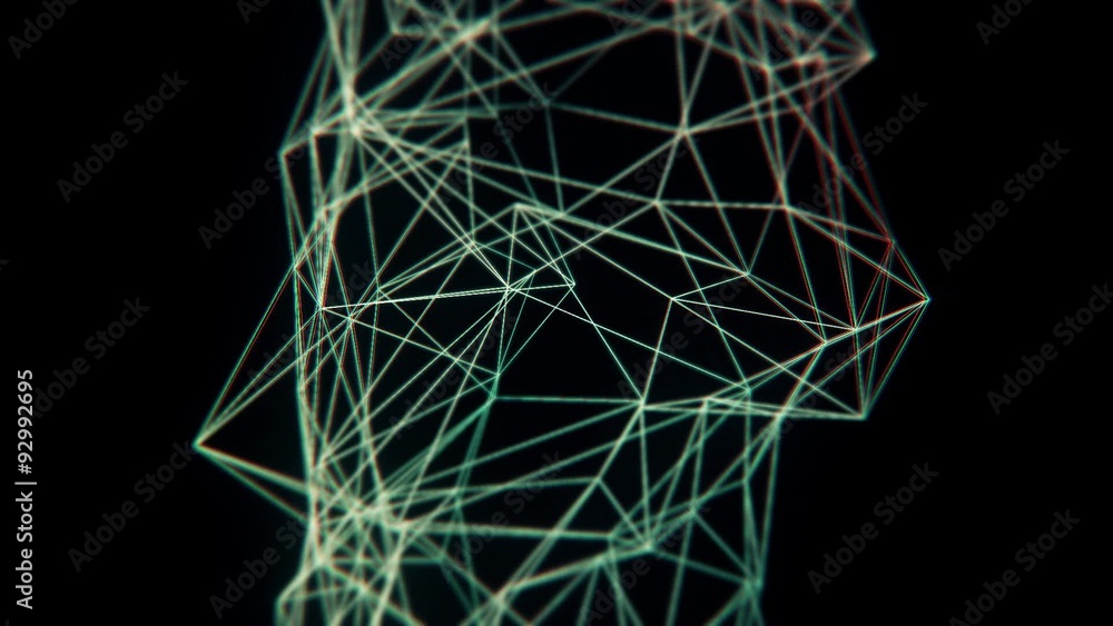 Poster abstract green structure background with triangles and network.