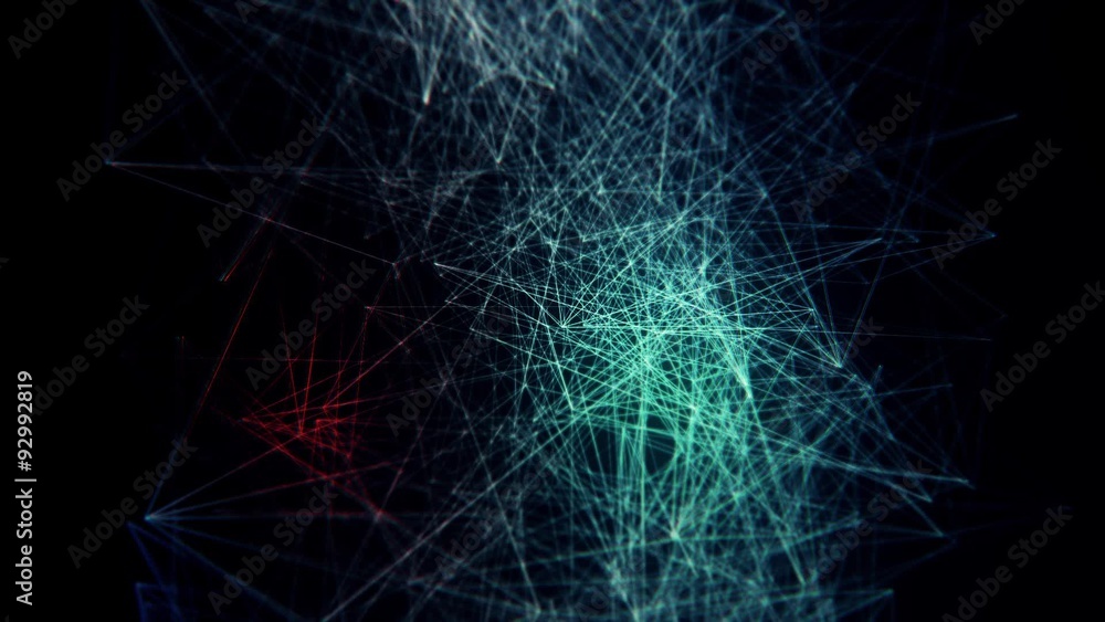 Poster abstract blue structure background with triangles and network.