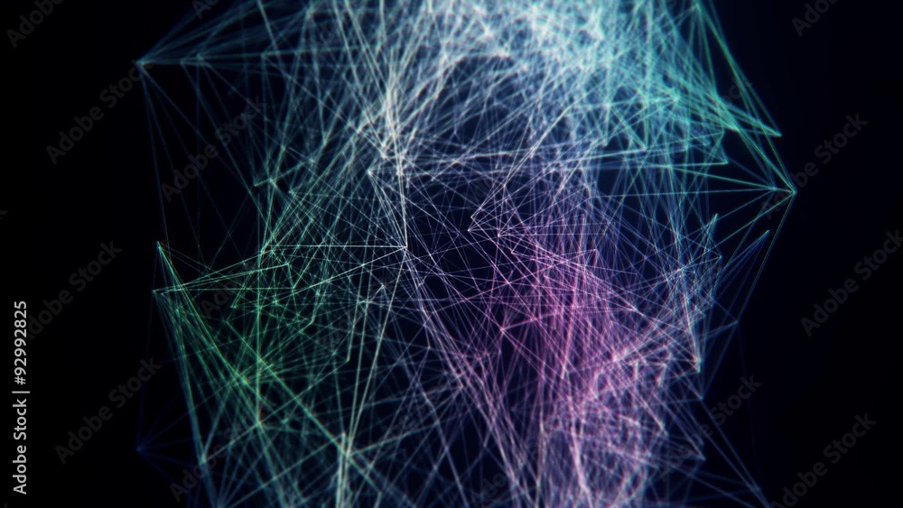 Poster abstract blue structure background with triangles and network.