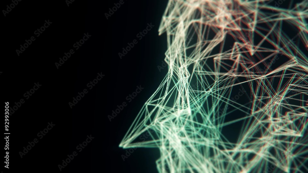 Poster abstract green structure background with triangles and network.