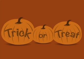 Trick or treat halloween text with pumpkins