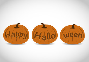 Carved Happy Halloween Text Pumpkins