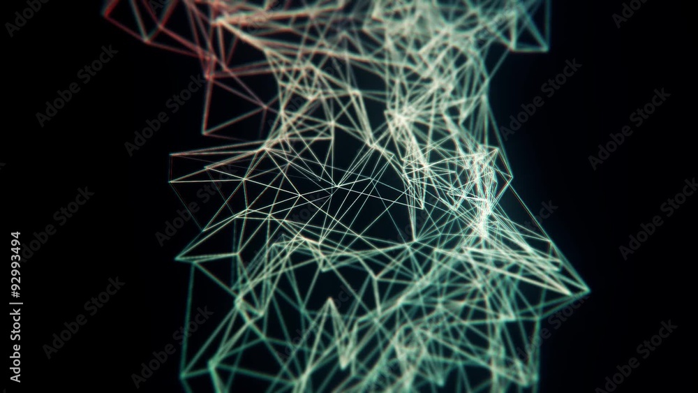 Poster abstract green structure background with triangles and network.