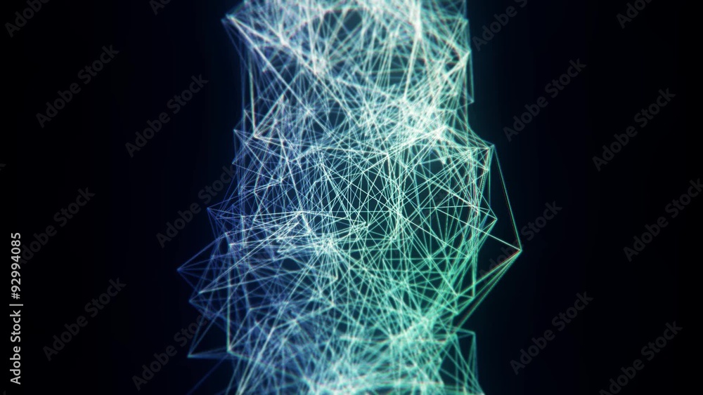 Poster abstract blue structure background with triangles and network.