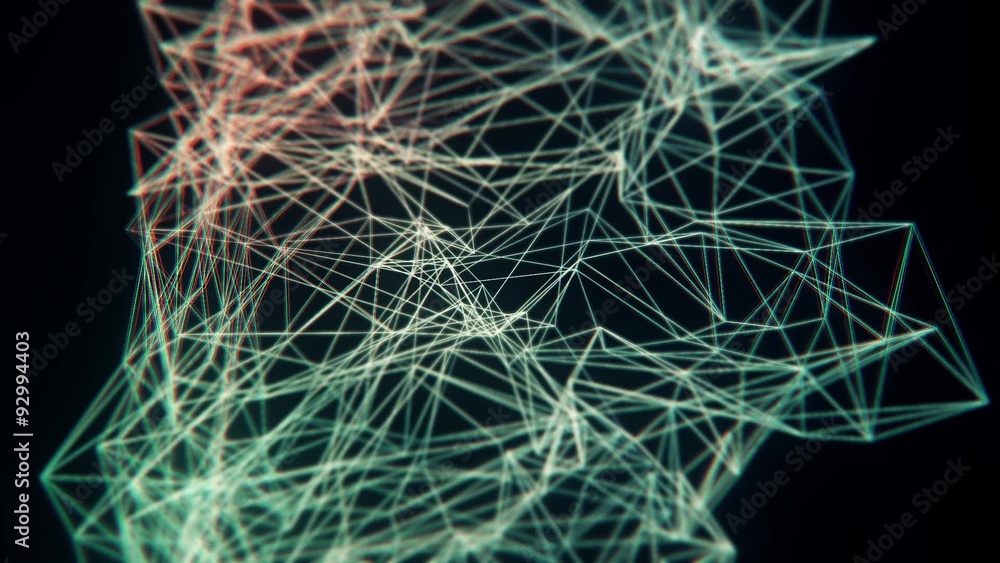 Poster abstract green structure background with triangles and network.