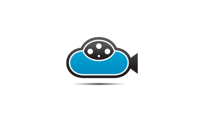 Combination logo from cinema or film with cloud logo design concept