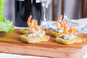 Rolgordijnen Tasty shrimp appetizer © photosiber