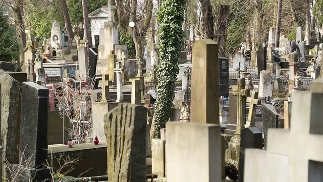 Old tombs on the Lychakiv Cemetery in Lviv, Western Ukraine