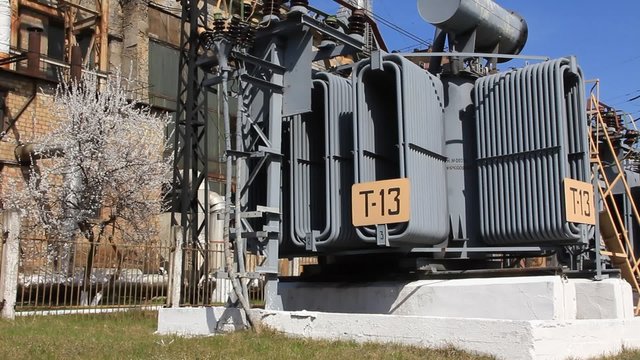 Heat electropower station. Transformers. Outdoor switchgear