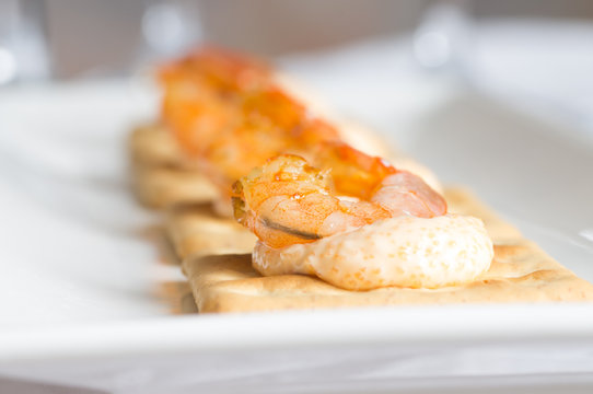 Appetizer with shrimp and caviar