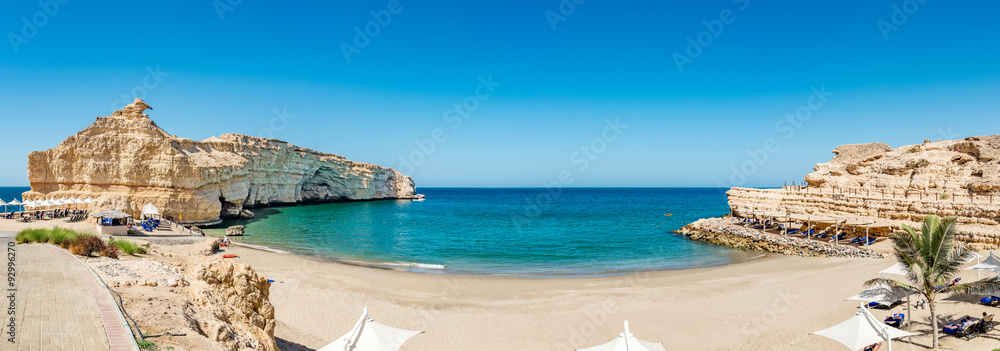 Wall mural panoramic view of the omani beach in muscat, oman. it is located about 20 km east of muscat.