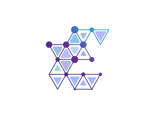 Letter Blue Line Dot Network Logo