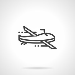 Black line military drone vector icon