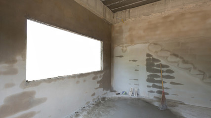 empty cement concrete room in construction work