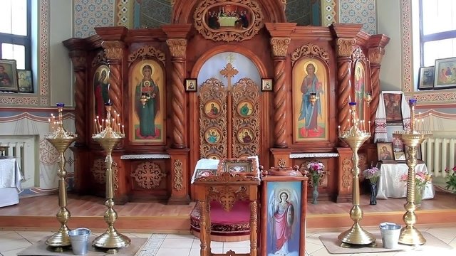Interior of small orthodox church