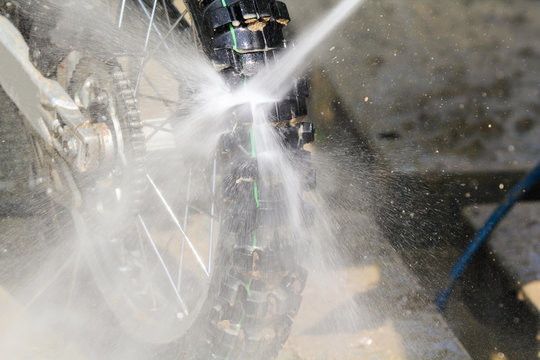 Motocross bike wash after race.