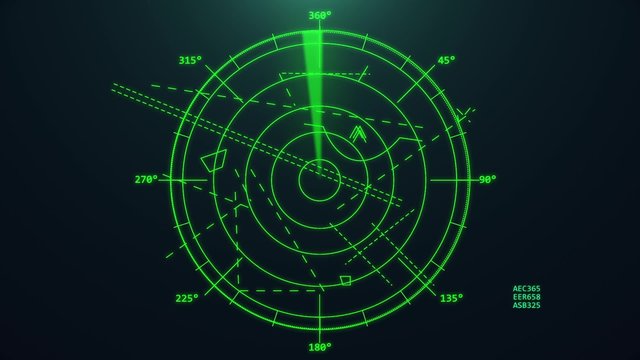 Airport air traffic control radar. Screen. Monitor. Flight control. Security