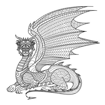 Drawing Dragon For Coloring Book.