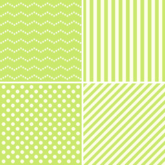 Set of cute patterns in white and green colors.