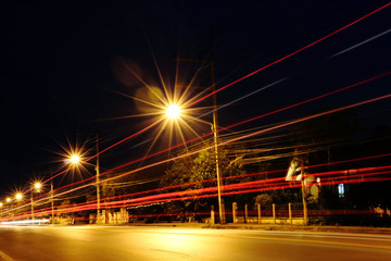Fototapeta na wymiar traffic light in night time