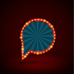 Abstract retro light circle banner with light bulbs on the contour. Vector illustration. Can use for promotion advertising...