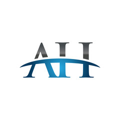 AH initial company swoosh logo blue