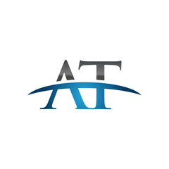 AT initial company swoosh logo blue