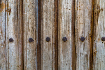 Old planks and iron nails background