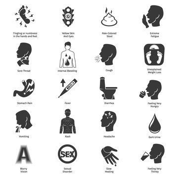 Common symptoms vector icons set