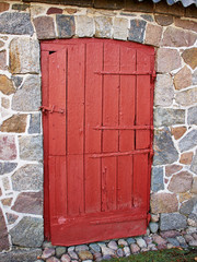 Old vintage wooden brown house door
