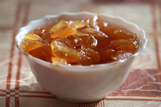 apricot jam on the table