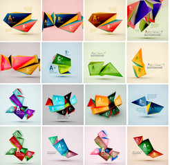 Set of triangle geometric 3d forms. Modern info banner abstract