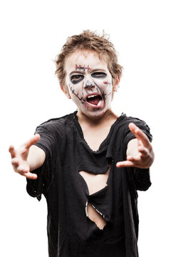 Screaming Walking Dead Zombie Child Boy Halloween Horror Costume