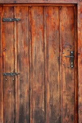 Old Brown Planked Wood Door Detail