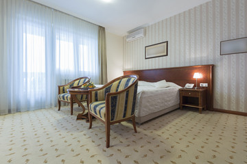 Interior of a hotel bedroom