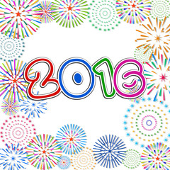 Happy New Year 2016 with fireworks background