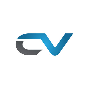 CV company linked letter logo blue