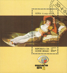 Republic Of Guinea Bissau - CIRCA 1984: mail stamp printed in Republic Of Guinea Bissau the...