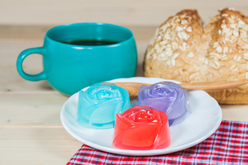 Thailand tradition ,Flower Dessert Jelly on wood