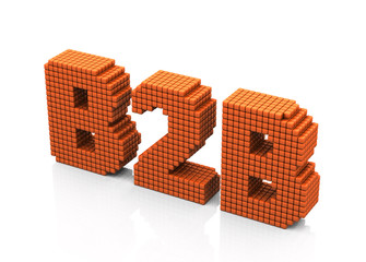 B2B business abbreviation with pixel effect on white background