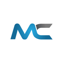 MC company linked letter logo blue - obrazy, fototapety, plakaty