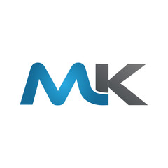 MK company linked letter logo blue