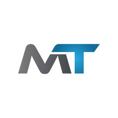 MT company linked letter logo blue