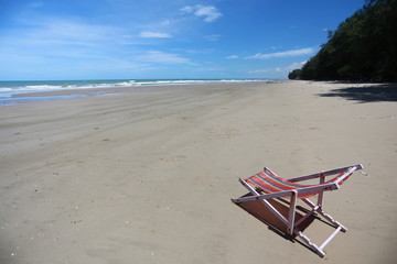 beach chair on seashore