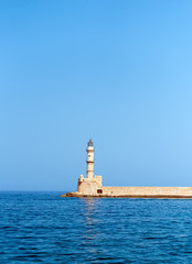 Historical Venetian lighthouse in Chania, Crete.