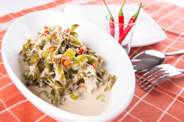 chopped legumes and winged beans